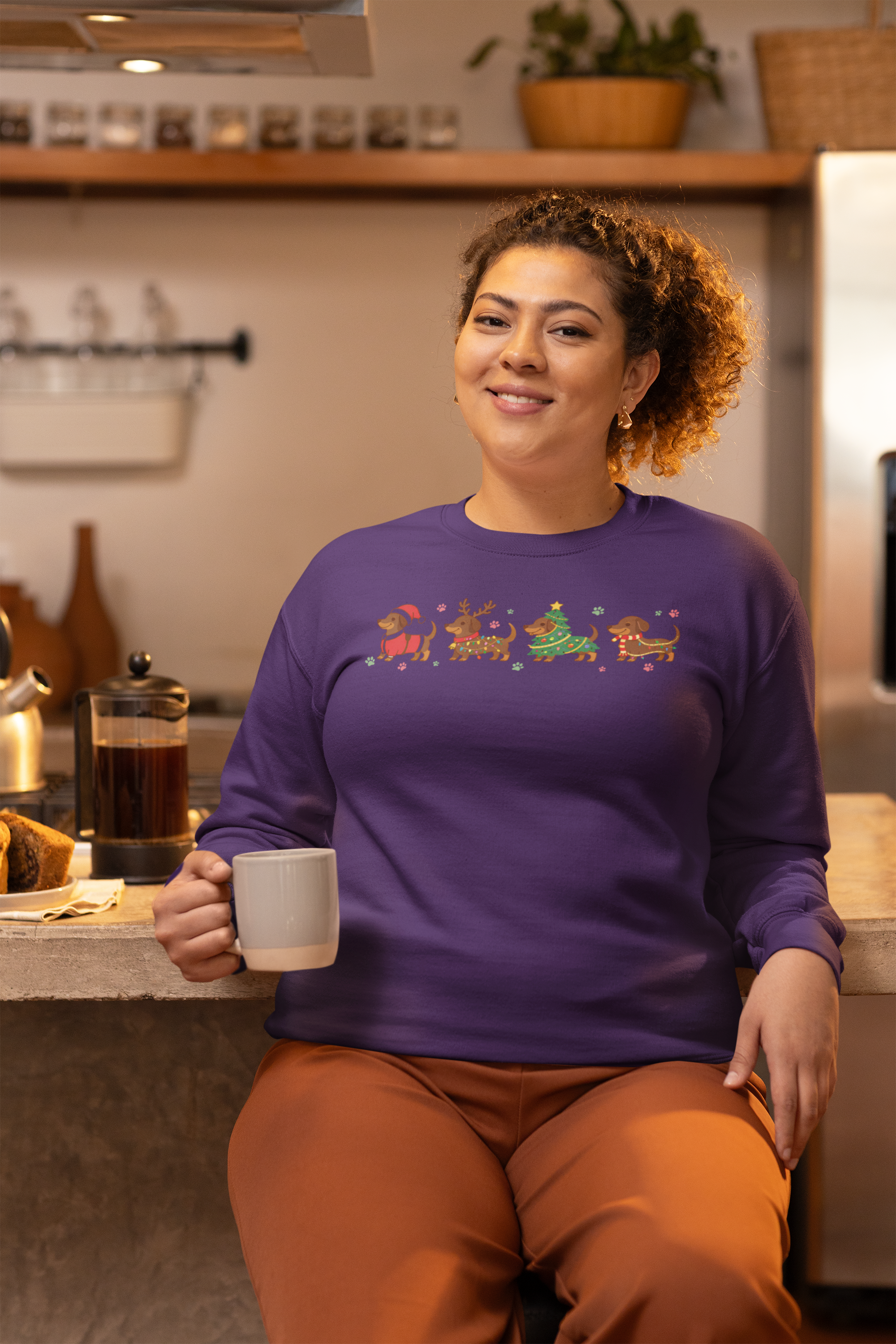 Christmas Dachshund Dogs Crewneck Sweatshirt — Cute Holiday Sausage Dog Design