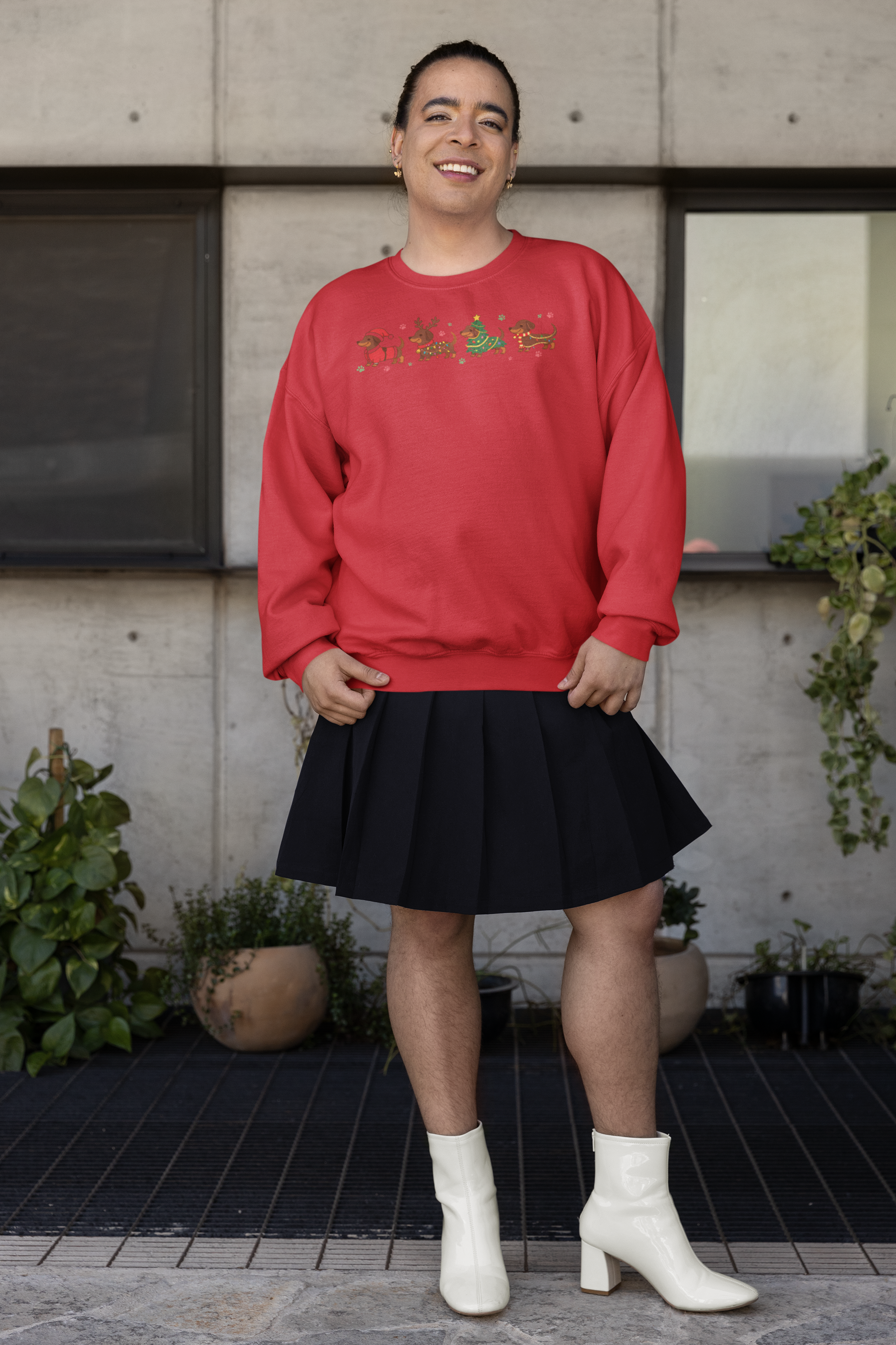 Christmas Dachshund Dogs Crewneck Sweatshirt — Cute Holiday Sausage Dog Design