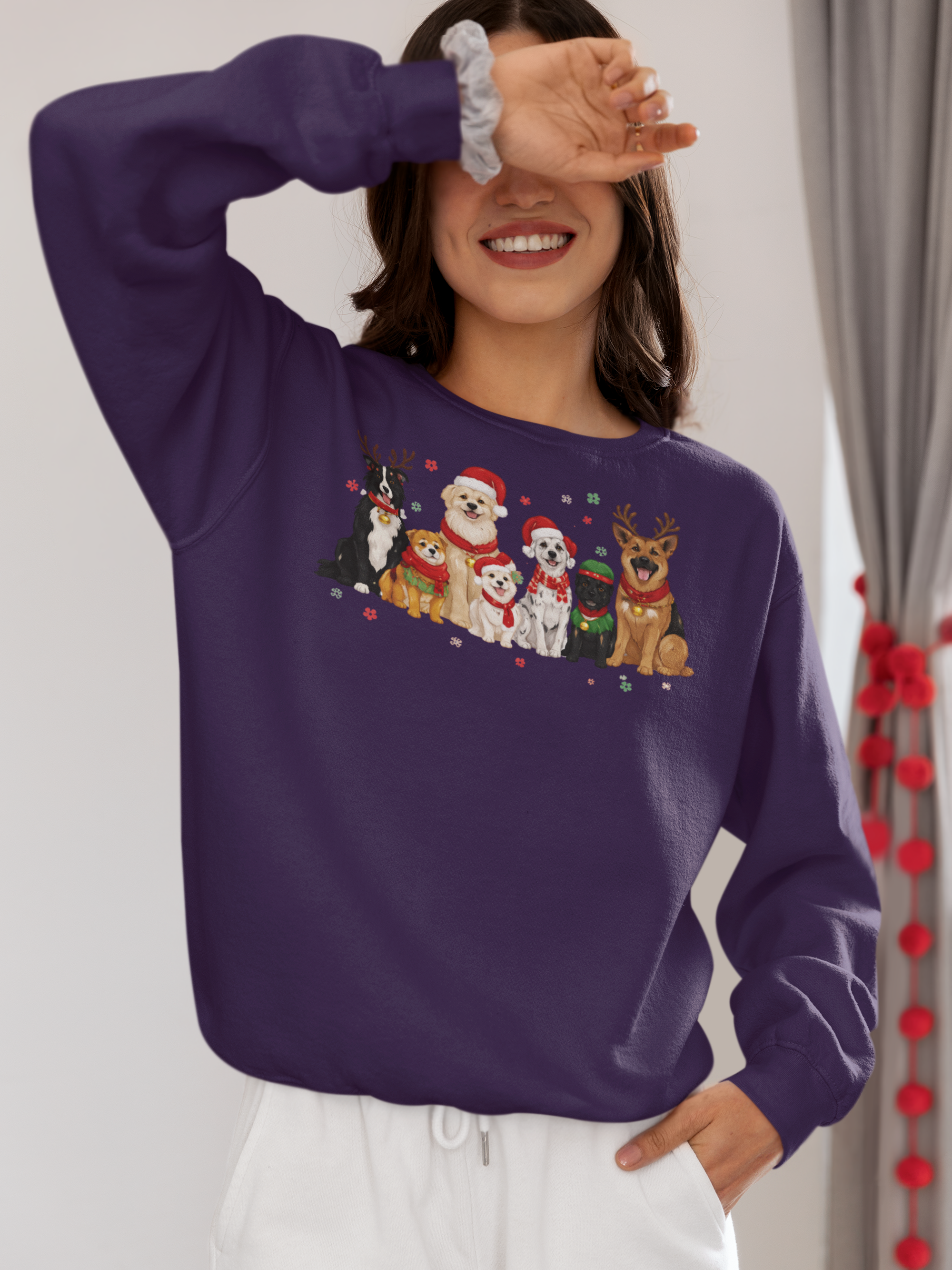 Christmas Dogs Crewneck Sweatshirt – Santa Pups Holiday Sweater