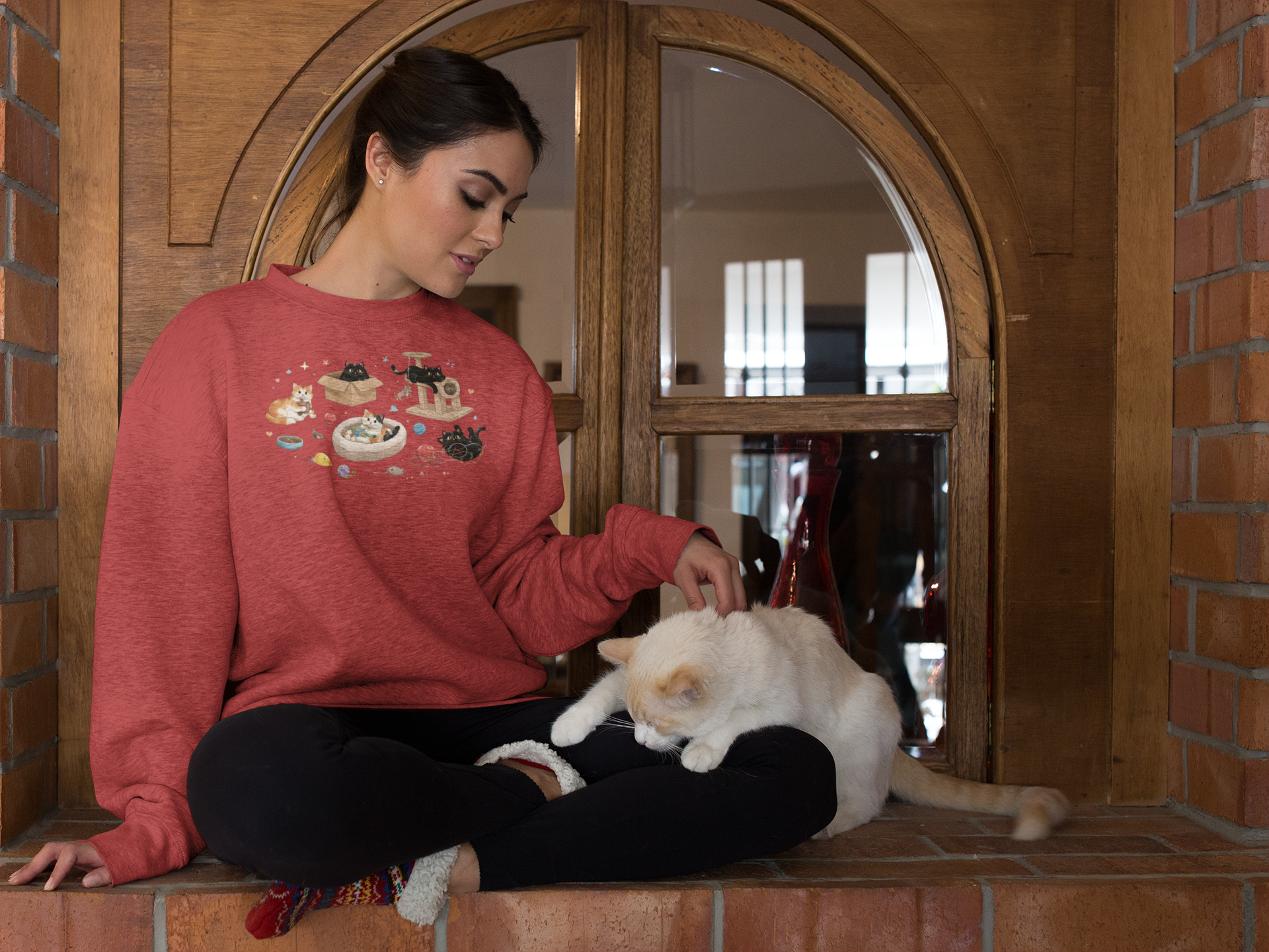 Cat Playroom Sweatshirt — Cute Cats, Toys & Cozy Cat Tree Crewneck