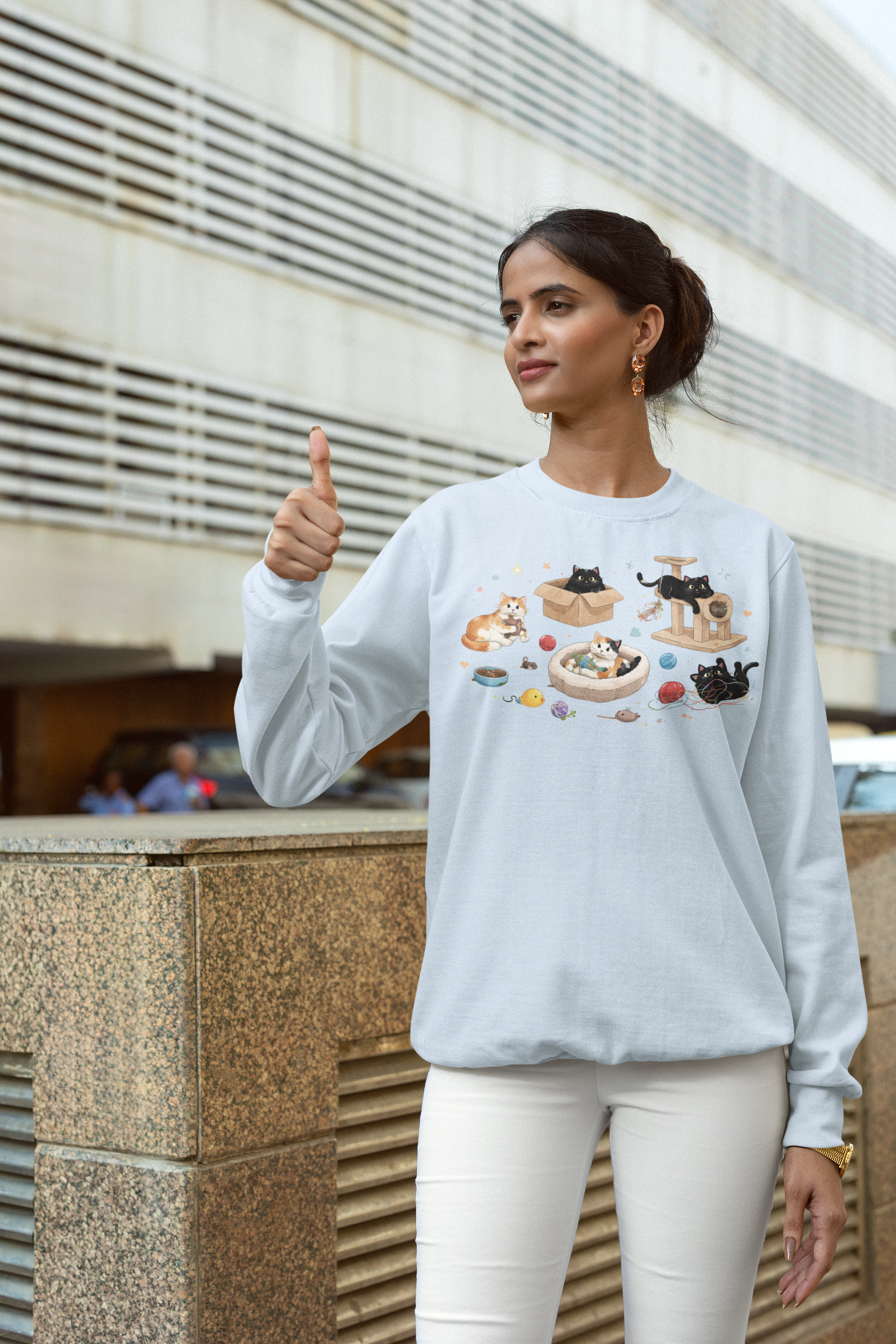 Cat Playroom Sweatshirt — Cute Cats, Toys & Cozy Cat Tree Crewneck