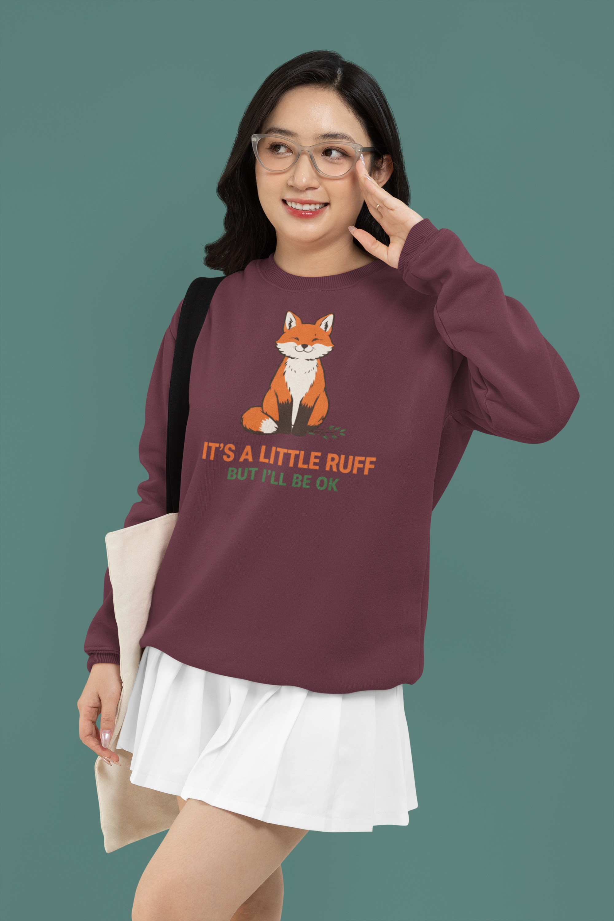 Fox Sweatshirt — "It’s a Little Ruff But I’ll Be OK" Cozy Crewneck