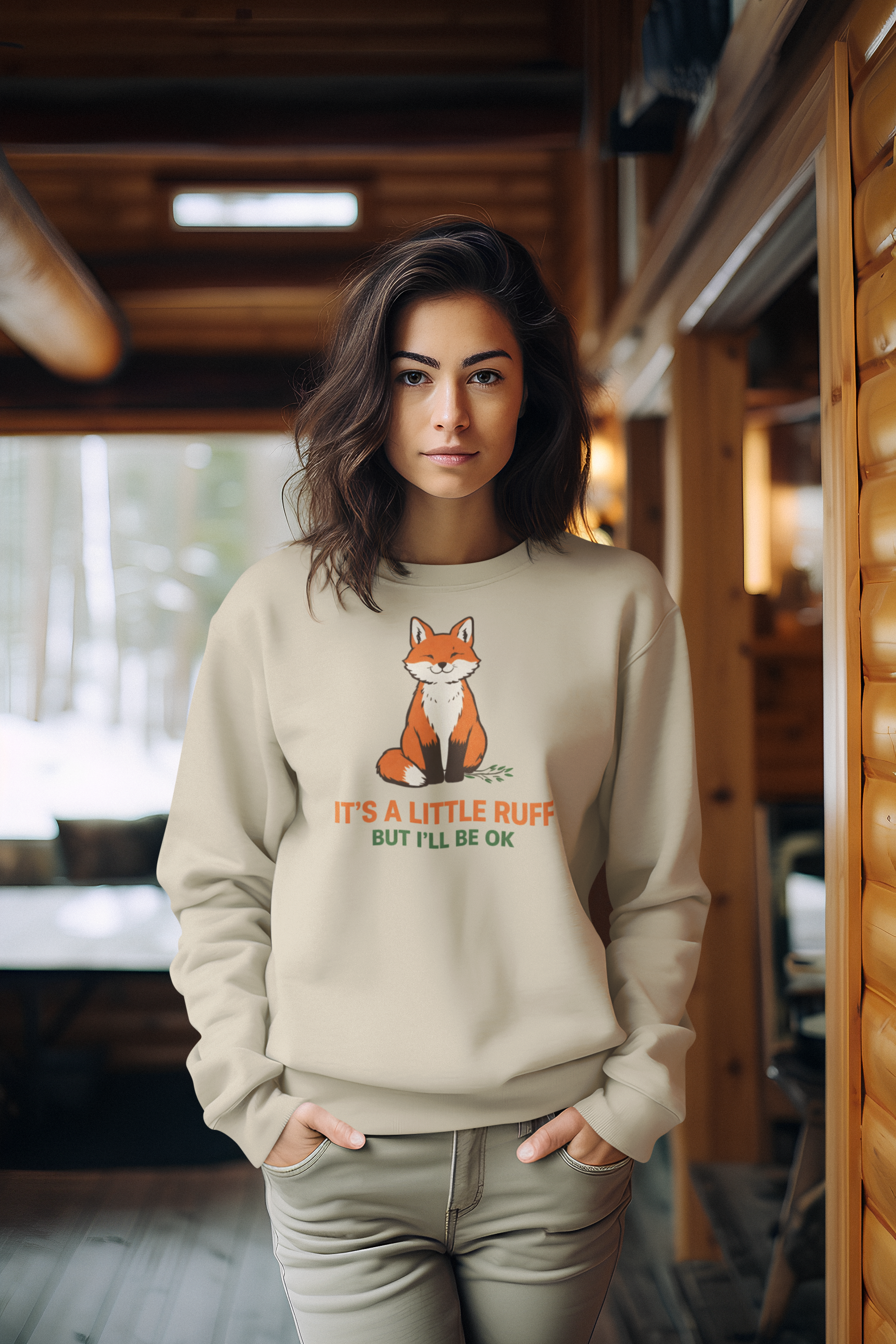 Fox Sweatshirt — "It’s a Little Ruff But I’ll Be OK" Cozy Crewneck