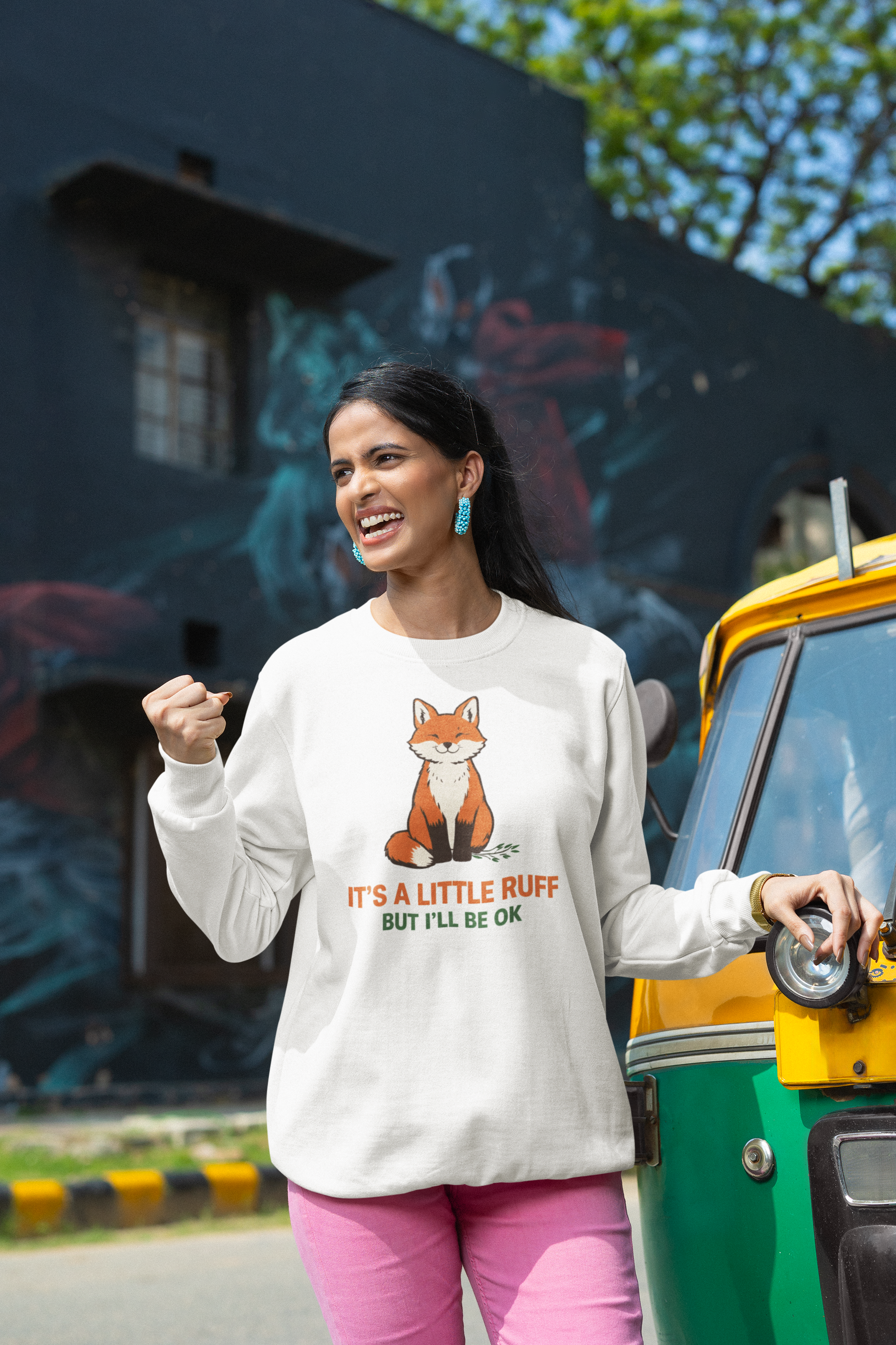 Fox Sweatshirt — "It’s a Little Ruff But I’ll Be OK" Cozy Crewneck