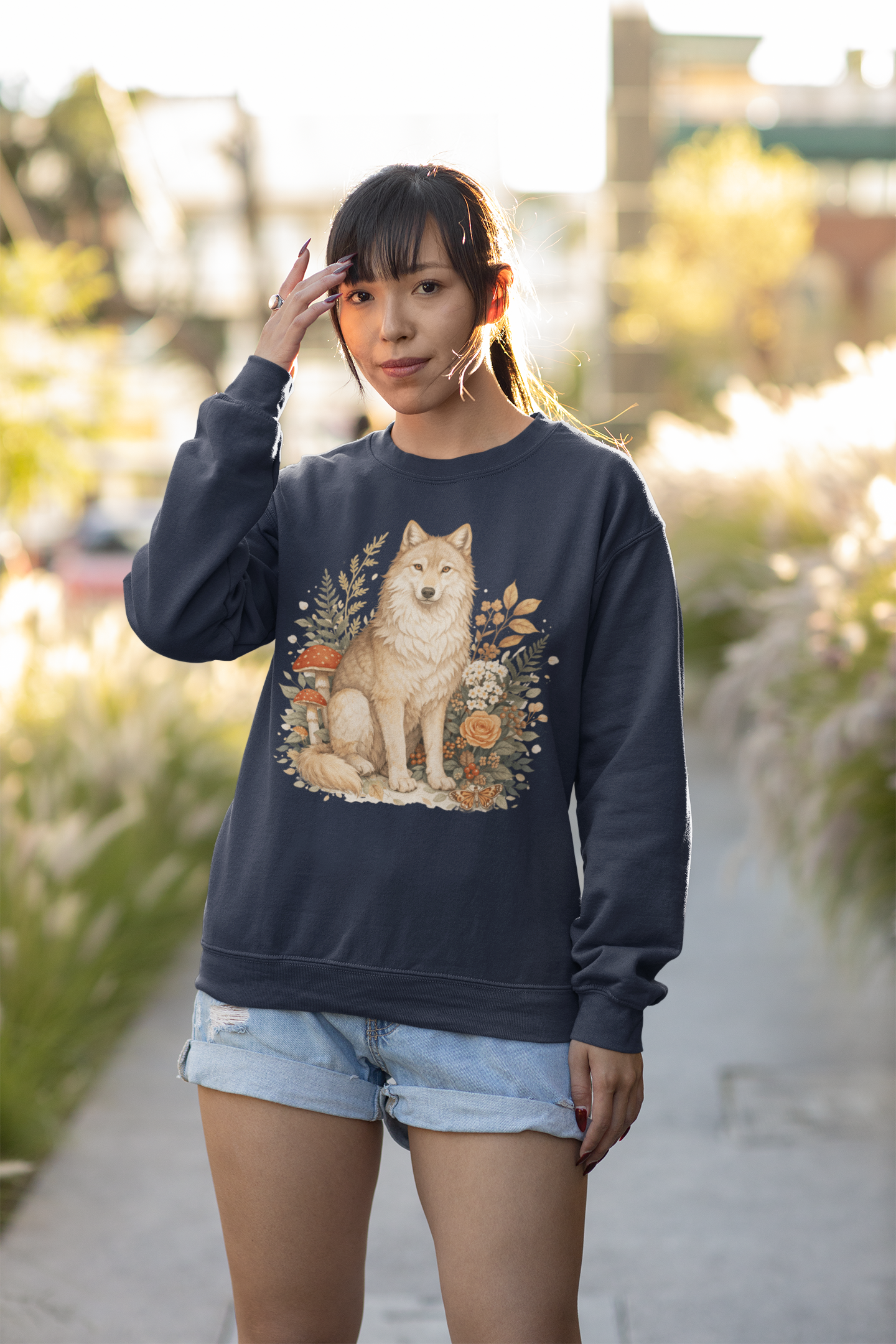 Wolf Floral Crewneck Sweatshirt