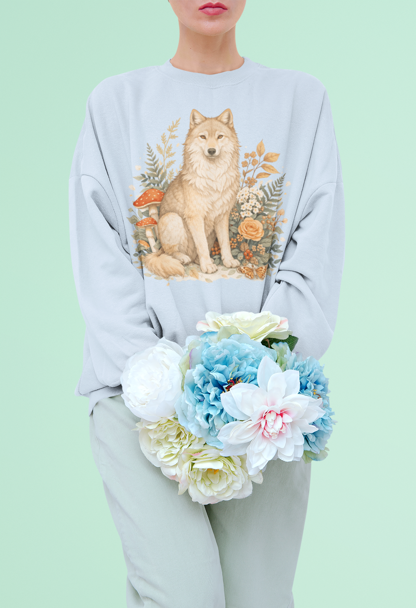 Wolf Floral Crewneck Sweatshirt