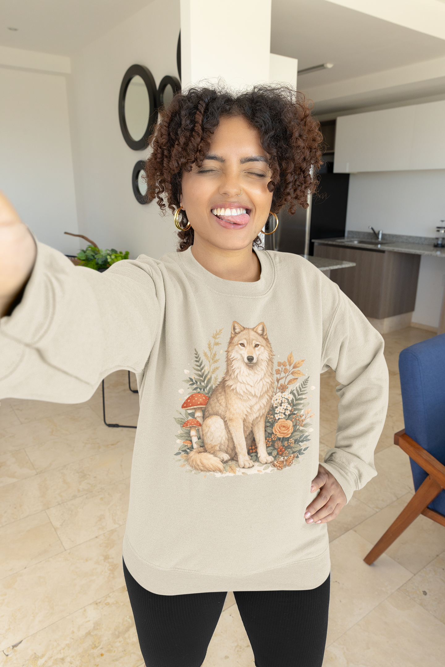 Wolf Floral Crewneck Sweatshirt