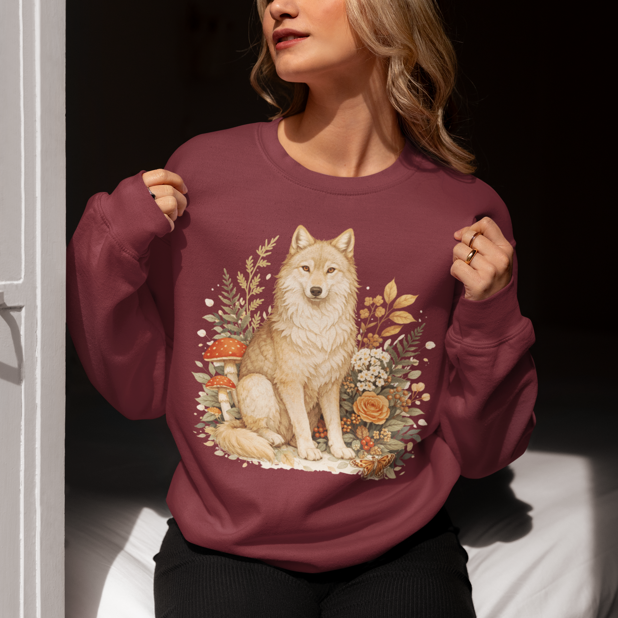 Wolf Floral Crewneck Sweatshirt