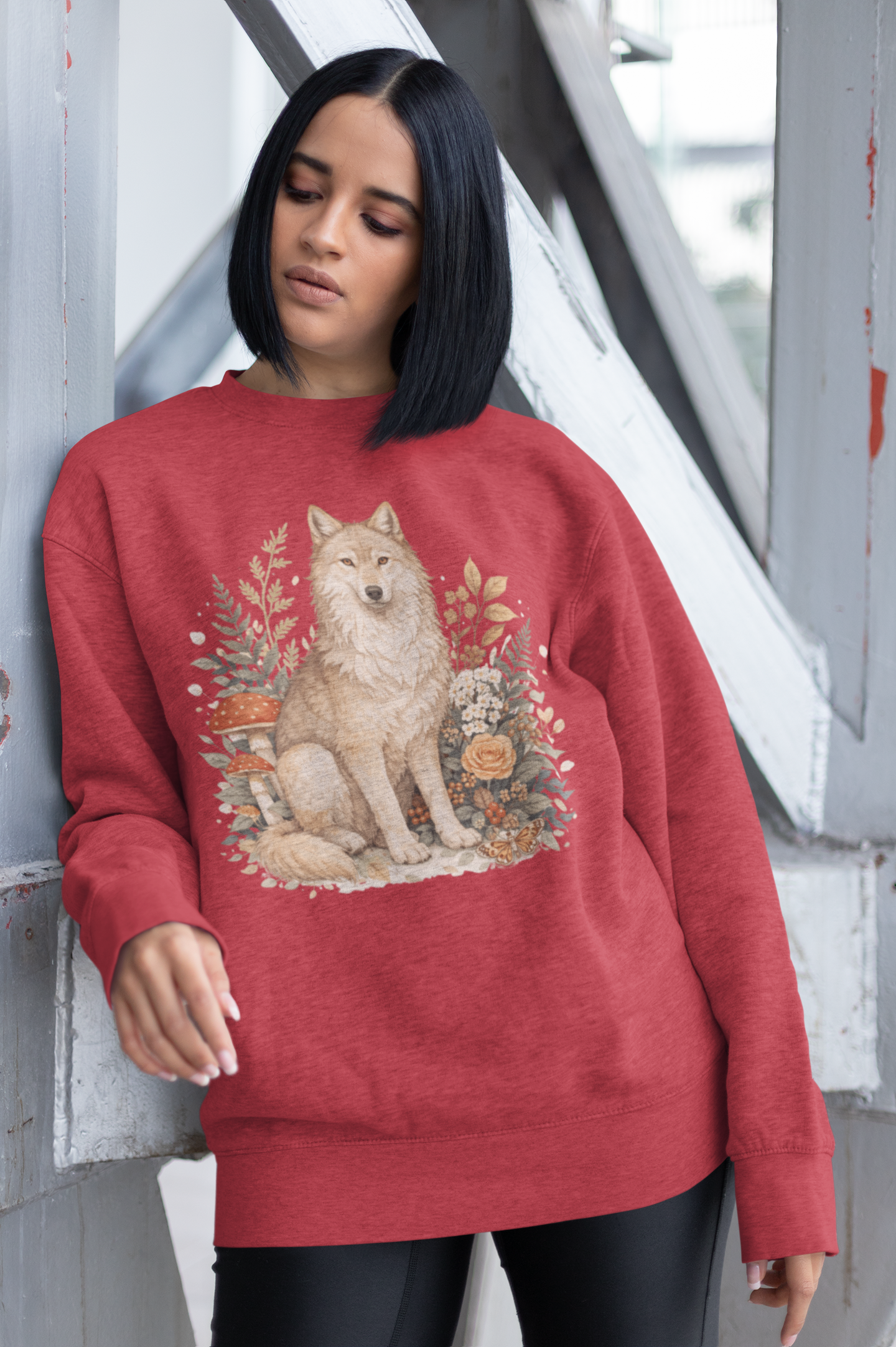 Wolf Floral Crewneck Sweatshirt
