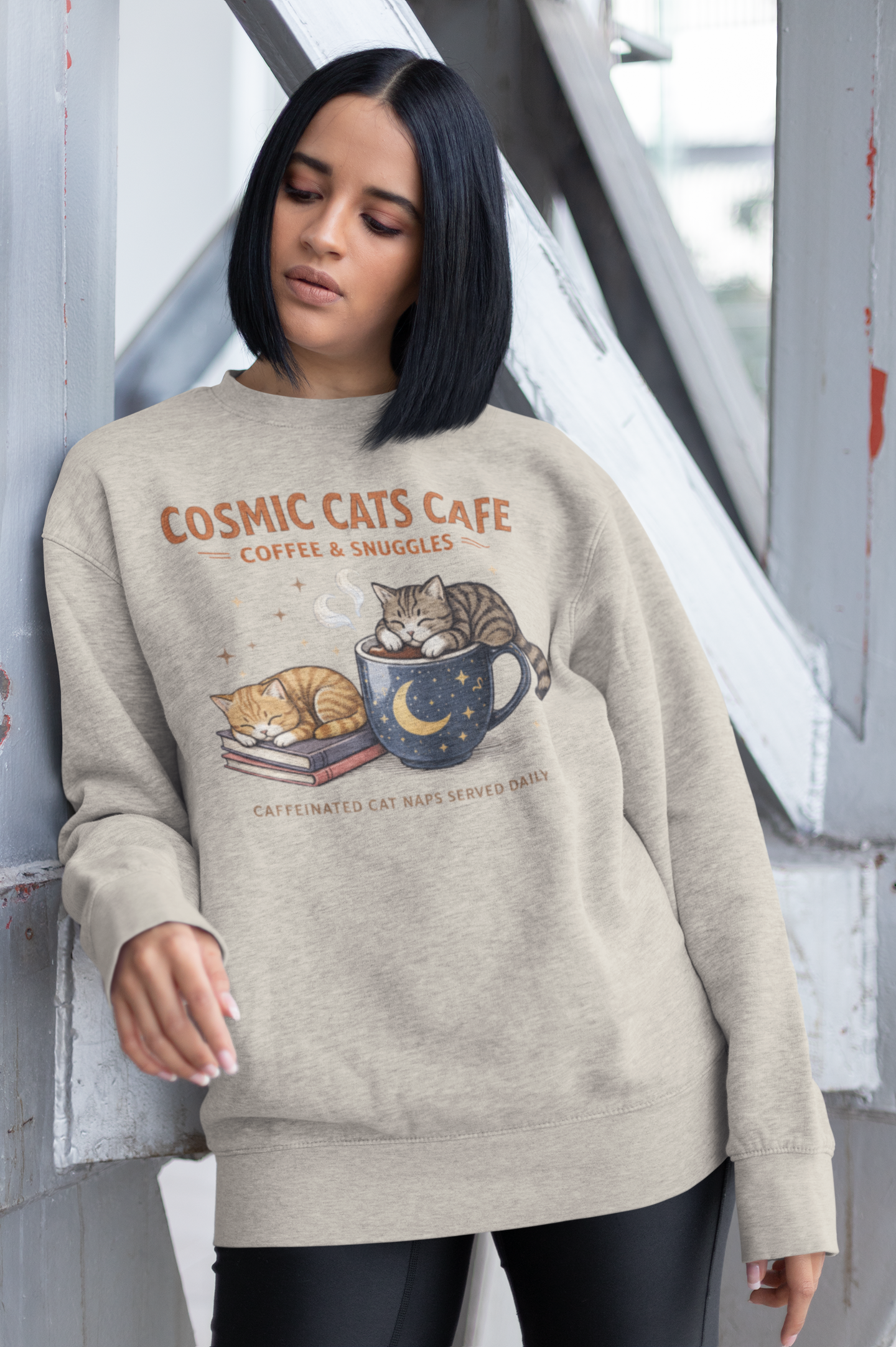 Cosmic Cat Cafe Sweatshirt — Astral Cat Café Graphic Crewneck