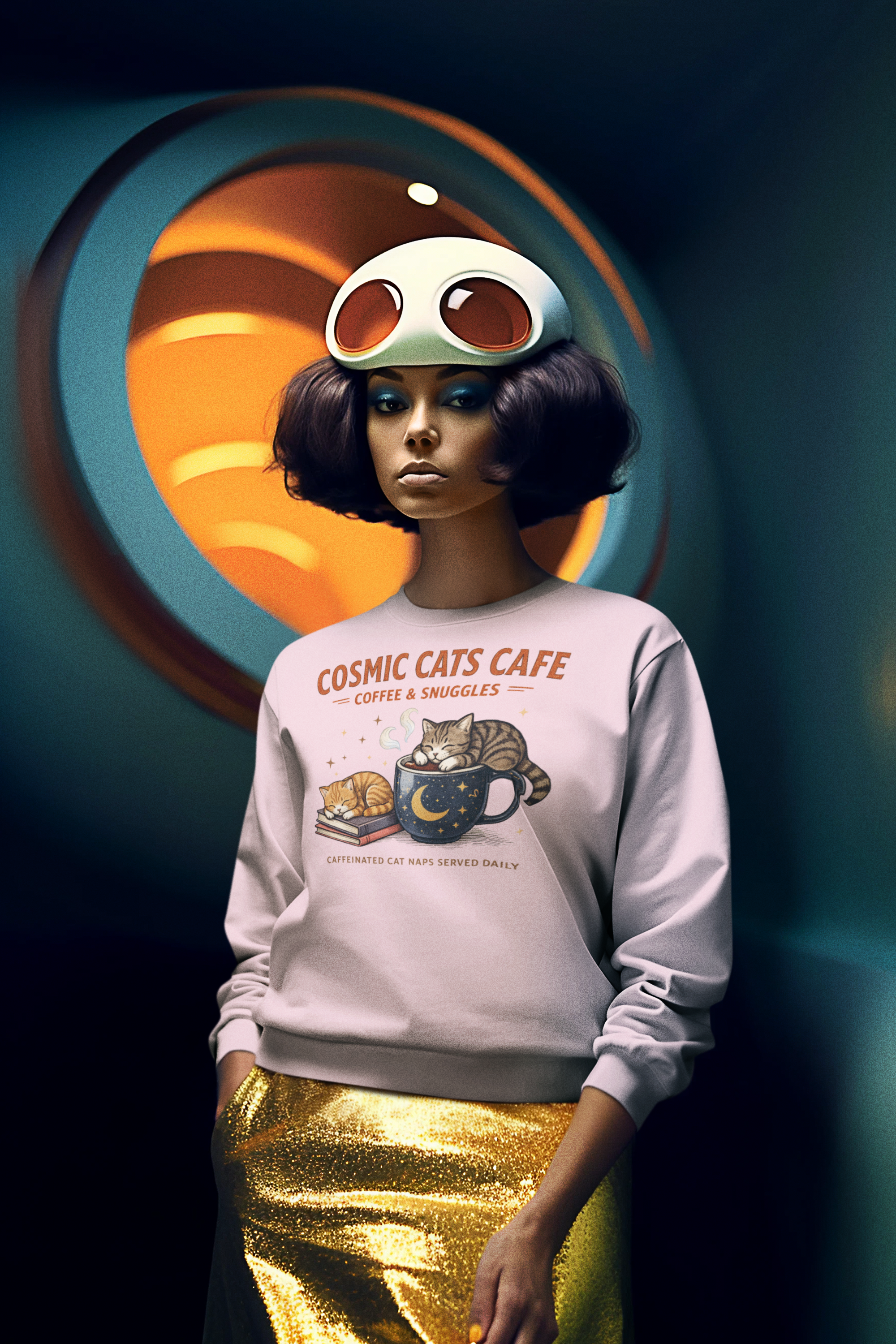 Cosmic Cat Cafe Sweatshirt — Astral Cat Café Graphic Crewneck