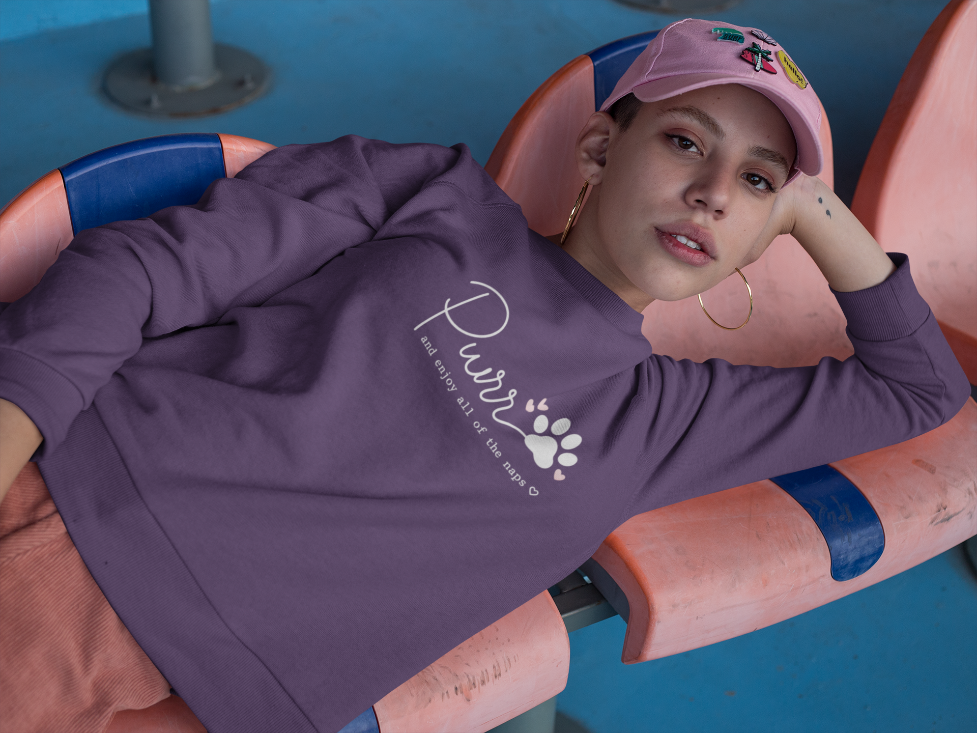 Minimal Pink Hearts Crewneck Sweatshirt