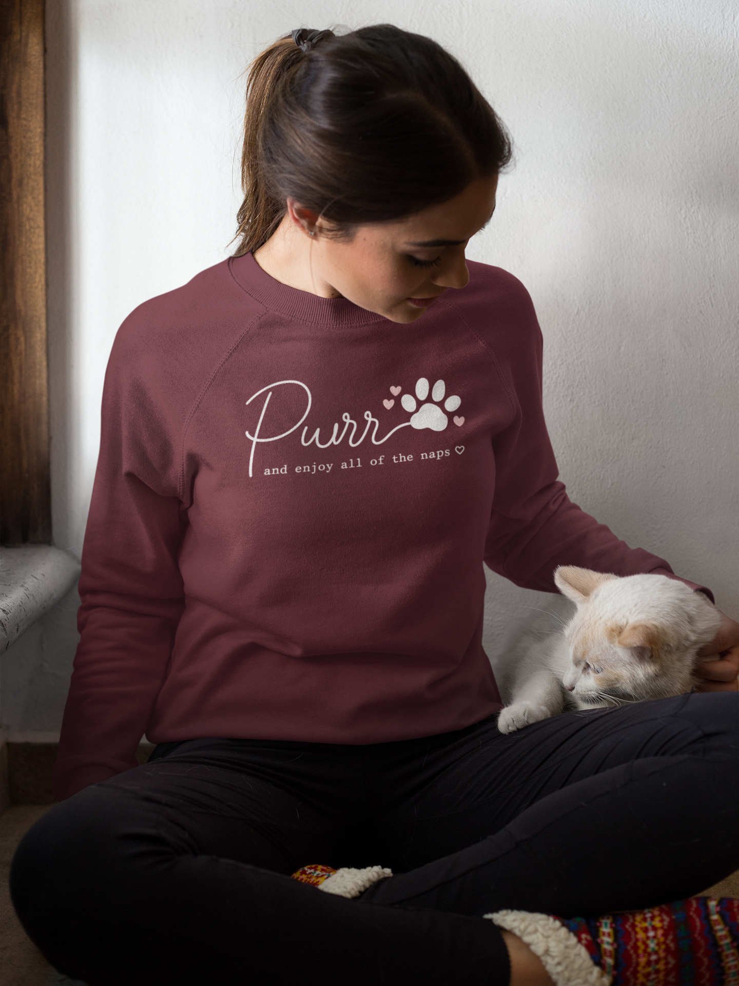 Minimal Pink Hearts Crewneck Sweatshirt