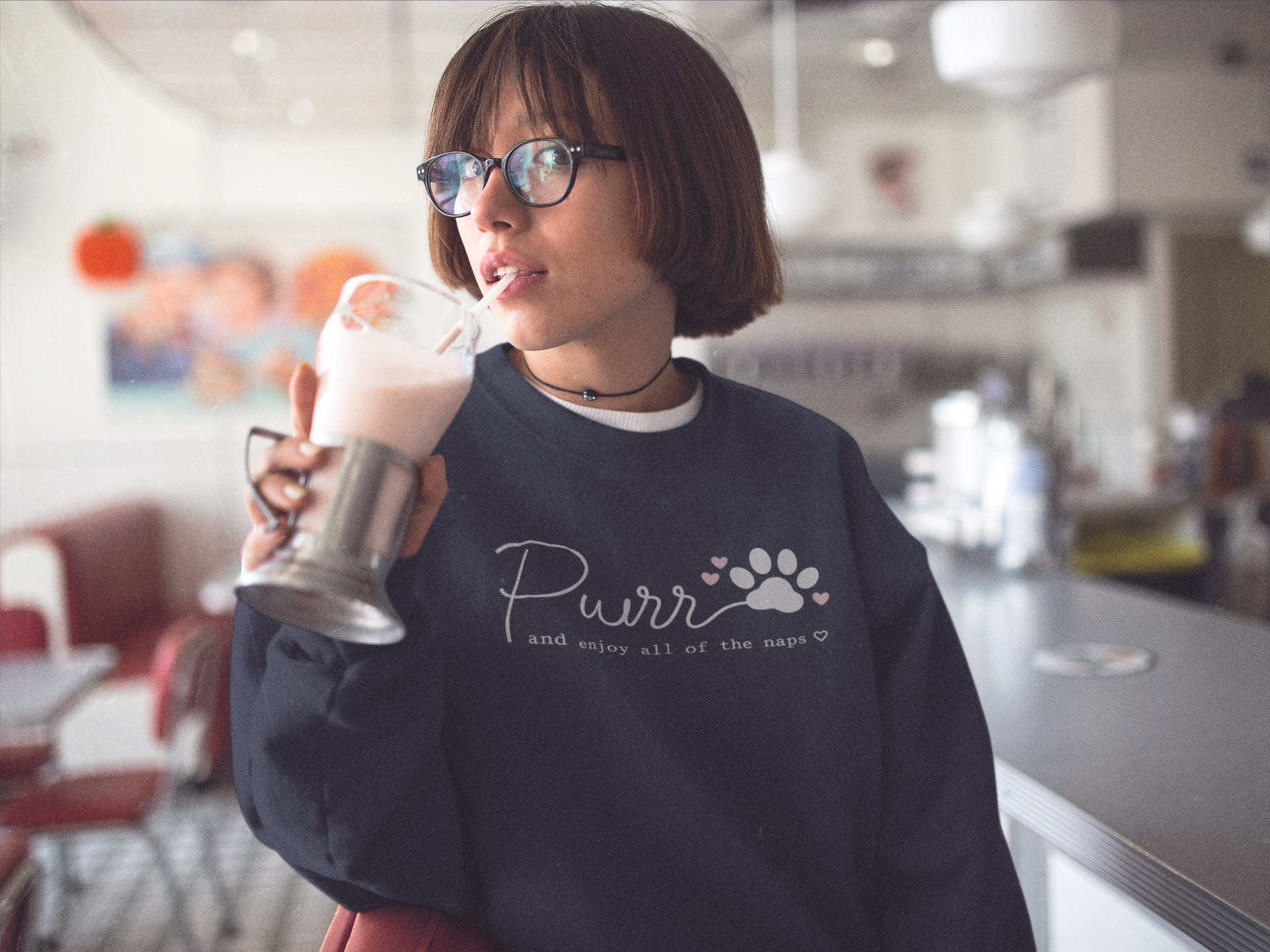 Minimal Pink Hearts Crewneck Sweatshirt