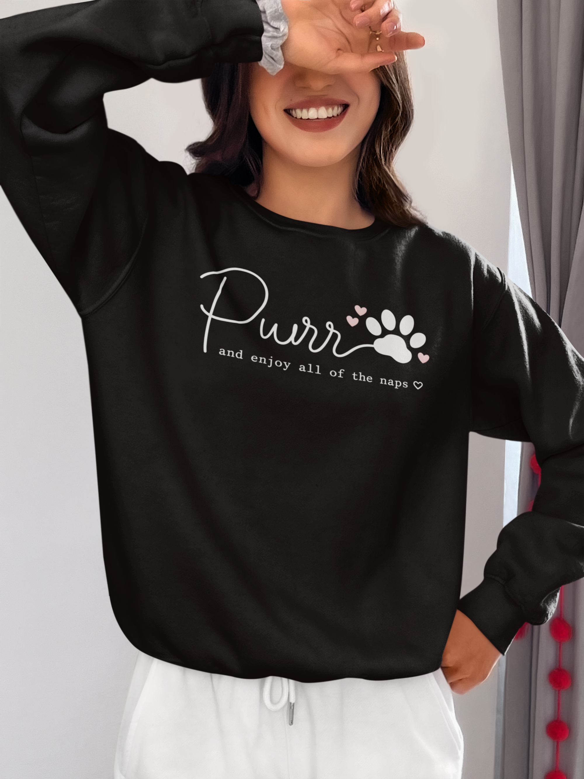 Minimal Pink Hearts Crewneck Sweatshirt