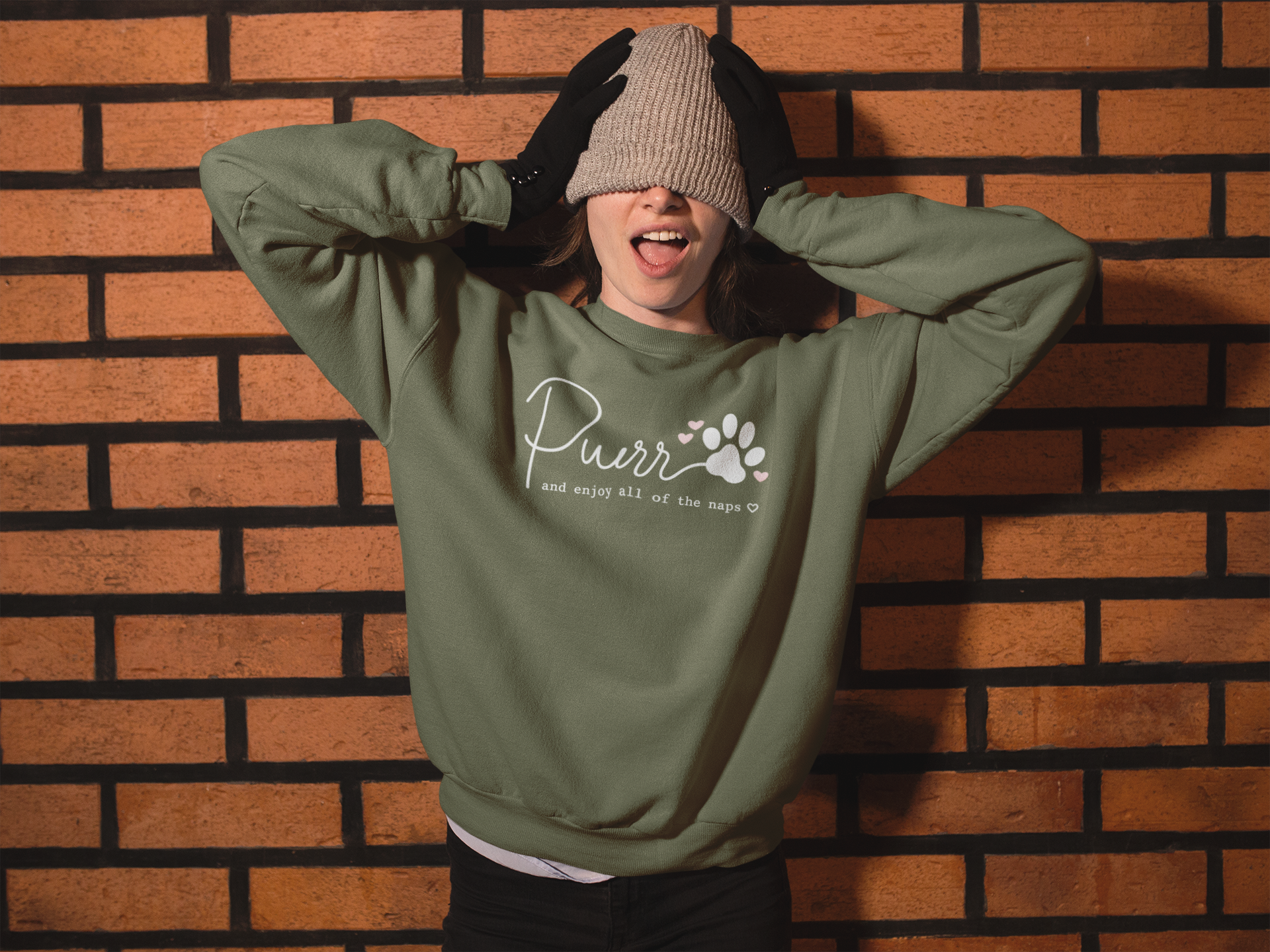 Minimal Pink Hearts Crewneck Sweatshirt