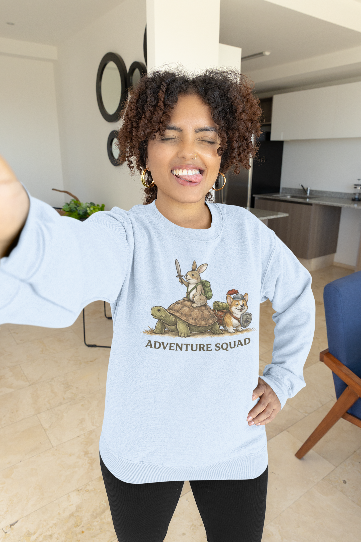 Adventure Squad Sweatshirt — Cute Rabbit, Tortoise & Fox Crewneck for Kids & Adults