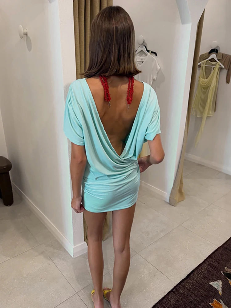Women’s Plunge Mini Dress | Sexy Draped Bodycon Cocktail Party Dress
