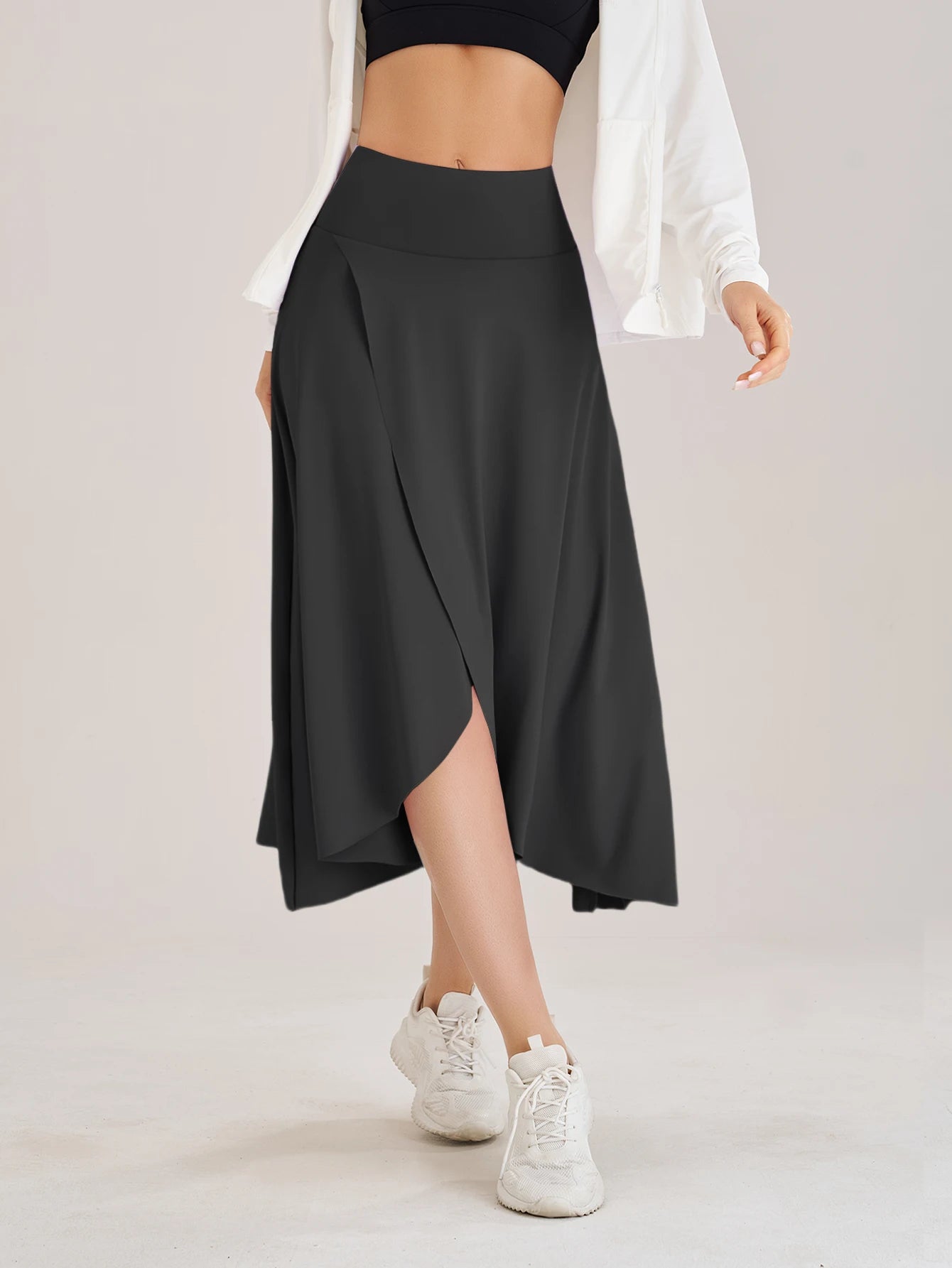 Women High Waist Slit Skort Athletic Tennis Skirt with Built In Shorts