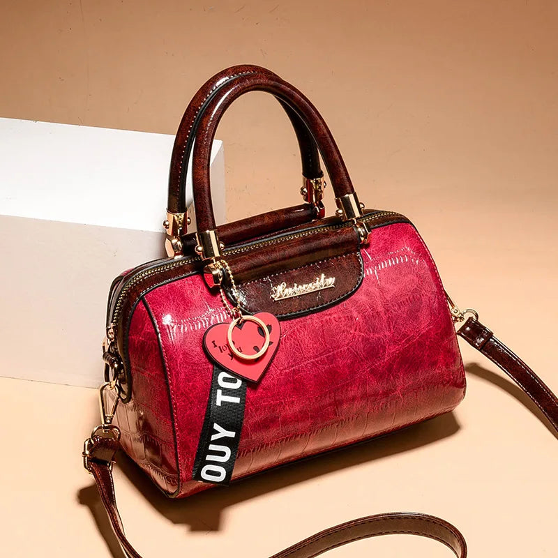 Luxury Croc Texture Handbag for Women | Designer Top Handle Shoulder Bag | Elegant Crossbody Purse | Fashion Office Tote