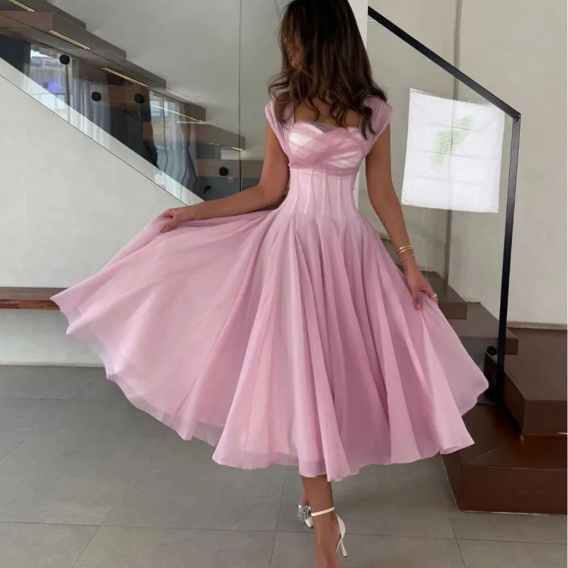 Women’s Midi Dress | Elegant Princess A-Line Cocktail Party Dress