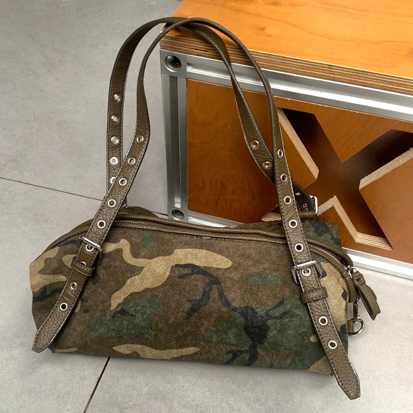 Camouflage Shoulder Bag for Women | Casual Canvas Handbag | Trendy Y2K Baguette Purse | Everyday Street Style Bag