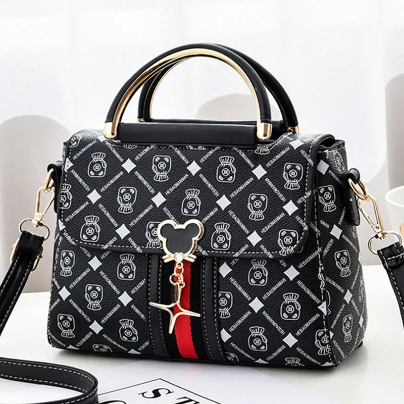 Cute Cartoon Print Handbag for Women | Elegant Crossbody Satchel Bag | Designer Top Handle Shoulder Purse | Fashion Everyday Tote