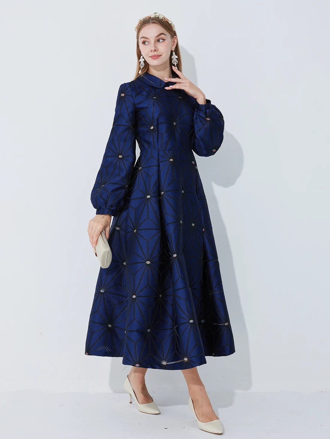 Midi Dress Women | Long Sleeve Elegant A-Line Party Dress