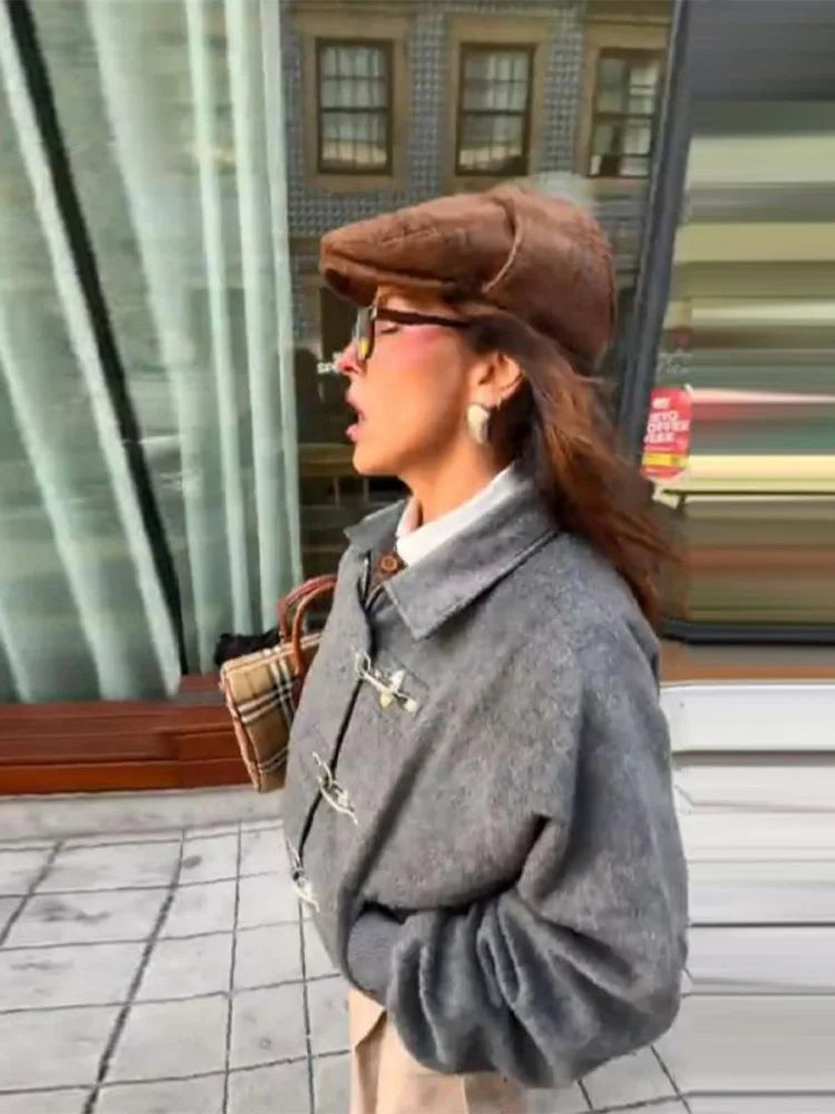 Women’s Oversized Toggle Jacket | Vintage Wool Blend Casual Coat