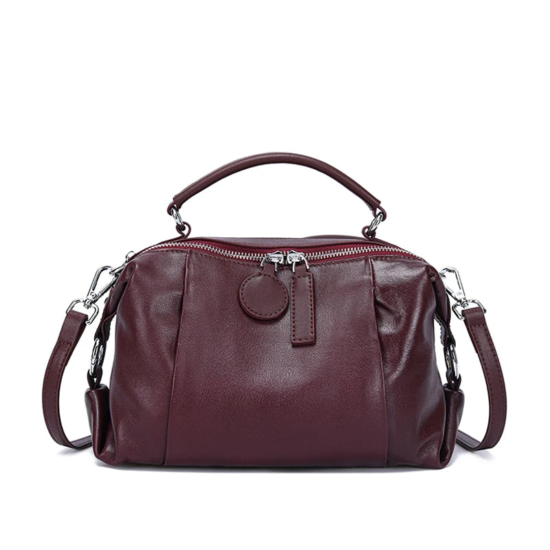 Soft Leather Crossbody Bag for Women | Elegant Top Handle Handbag | Casual Everyday Shoulder Purse | Minimalist Fashion Tote