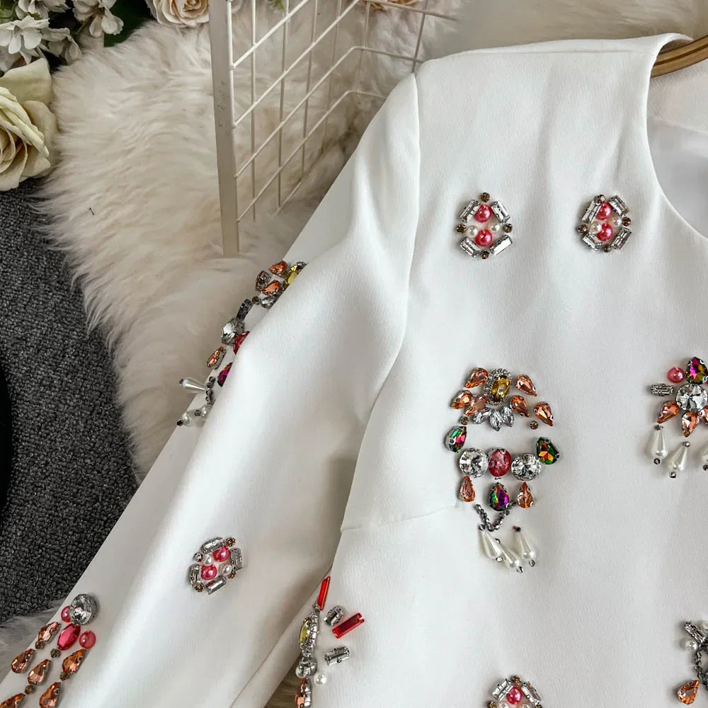 Women's Embellished Crop Top & Midi Pencil Skirt Co-Ord Set | Luxury Occasion Two Piece Outfit