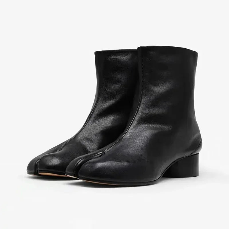 Women’s Minimal Mid-Calf Boots – Soft Leather Style Casual Boots for Everyday & Streetwear Fashion