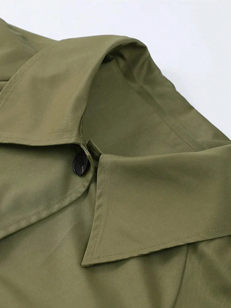 Women’s Classic Long Trench Coat | Minimalist Button Front Midi Overcoat