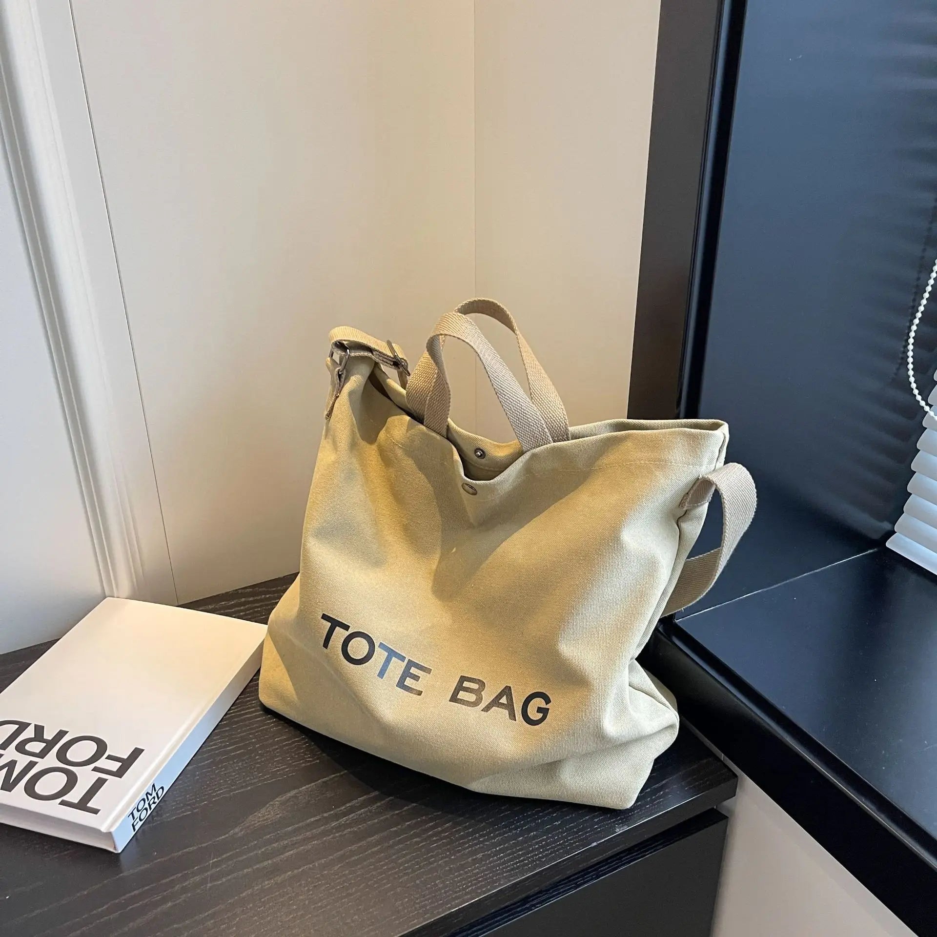 Canvas Tote Bag for Women | Casual Large Capacity Shoulder Handbag | Minimalist Everyday Shopper Tote | Travel Carry Bag