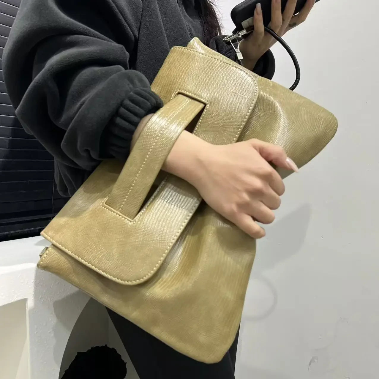 Minimalist Clutch Handbag for Women | Designer Textured Shoulder Bag | Elegant Fashion Purse | Modern Everyday Handbag