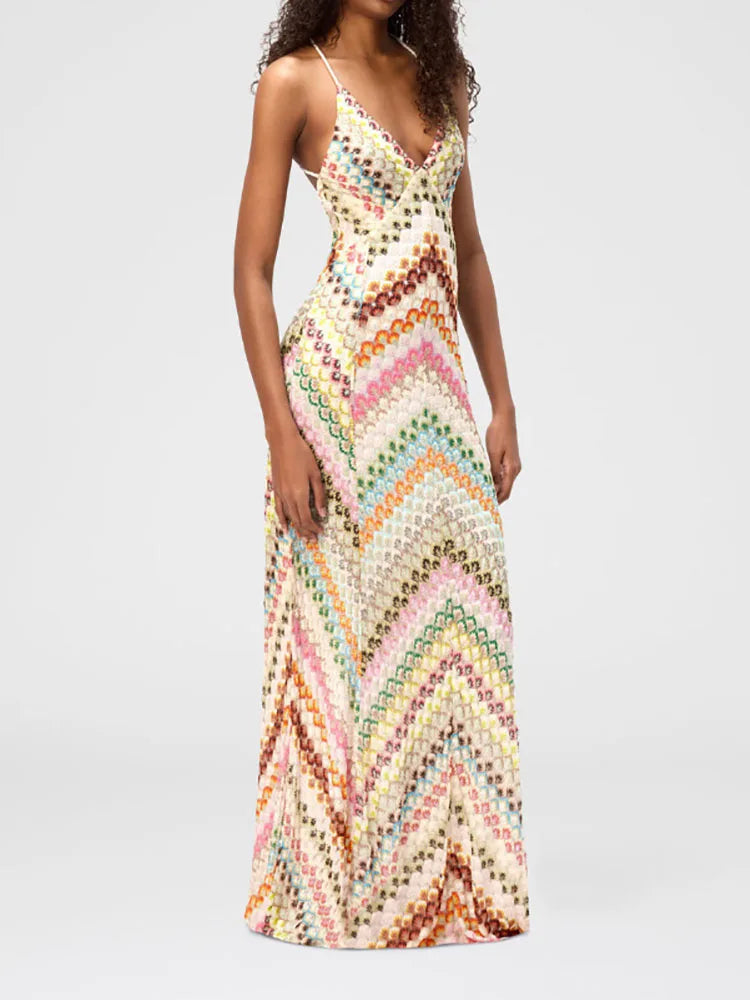 Printed Maxi Dress Women | Spaghetti Strap A Line Summer Dress