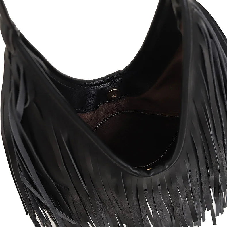 Boho Fringe Shoulder Bag for Women | Trendy Tassel Handbag | Fashion Hobo Purse | Stylish Everyday Statement Bag