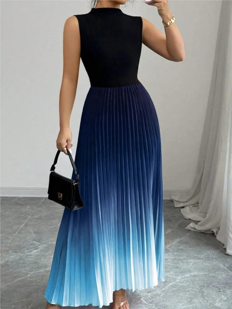 Pleated Midi Dress Women | Sleeveless A Line Elegant Evening Dress