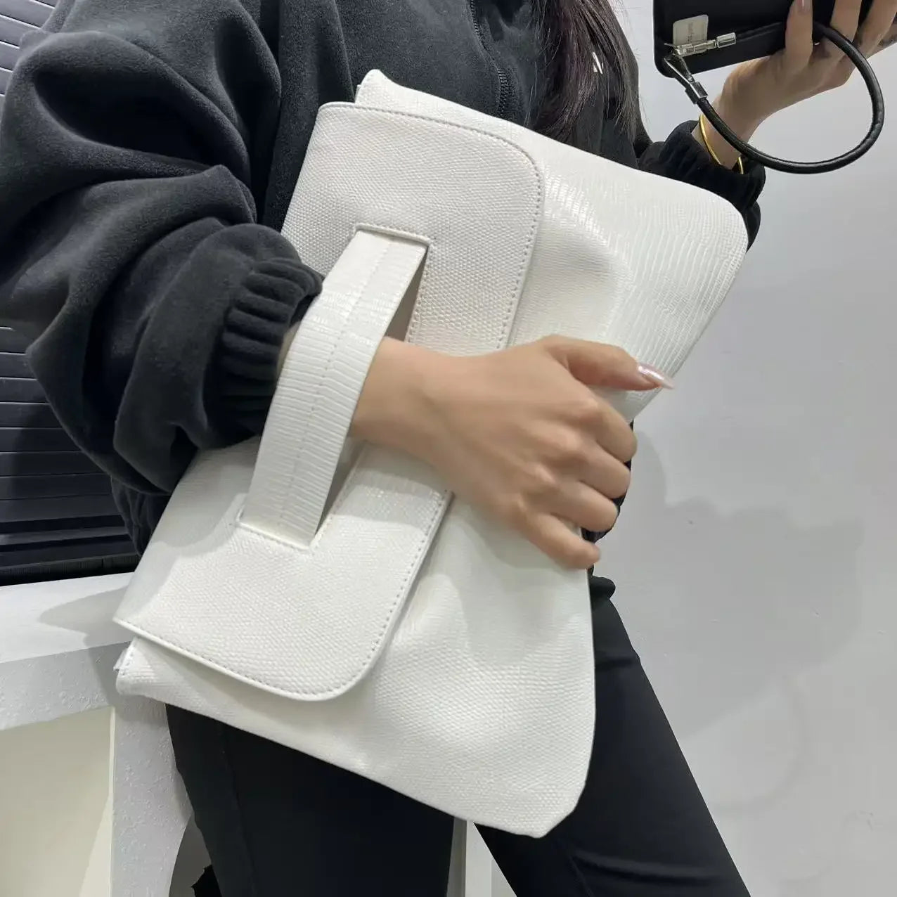Minimalist Clutch Handbag for Women | Designer Textured Shoulder Bag | Elegant Fashion Purse | Modern Everyday Handbag