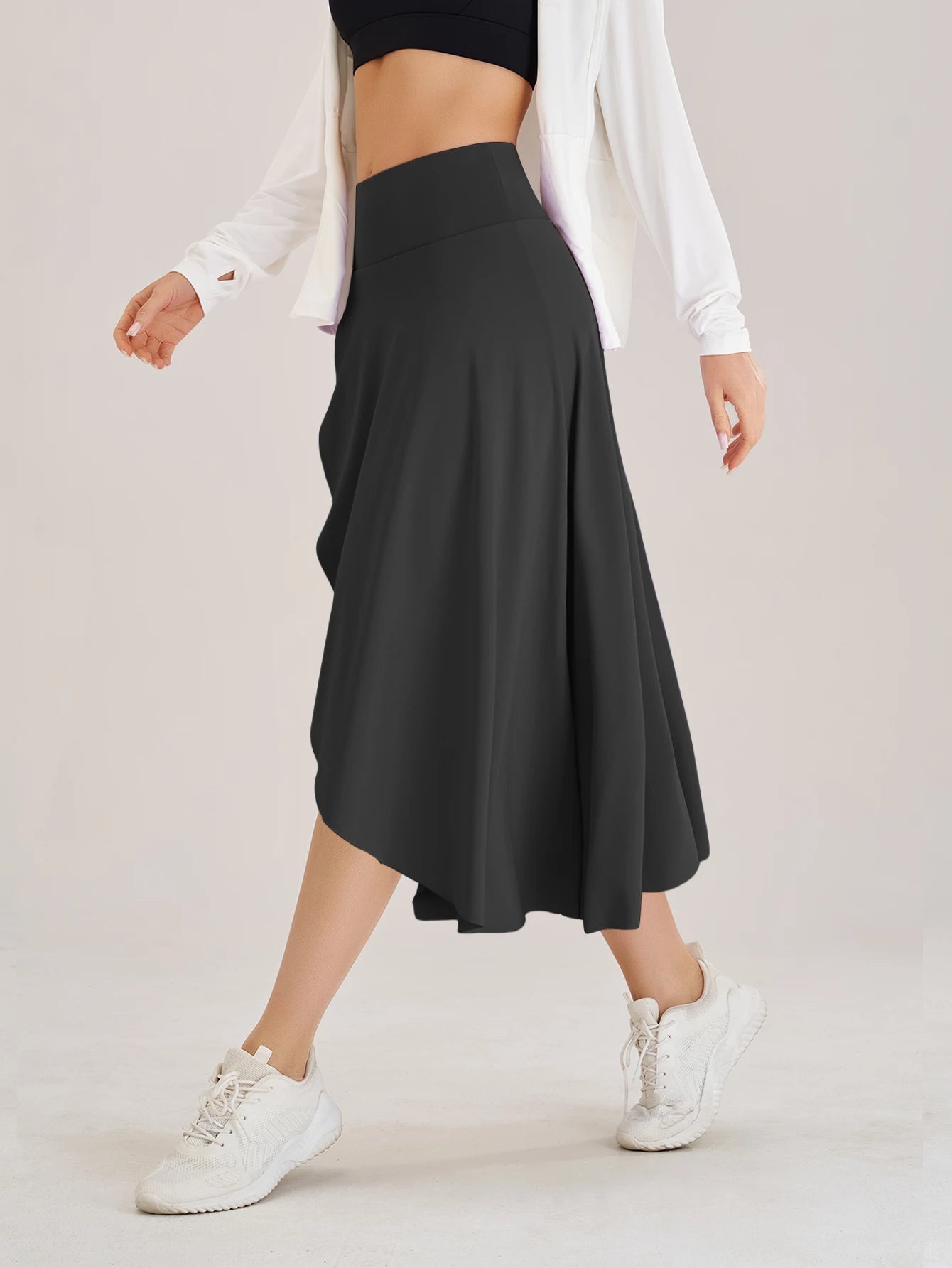 Women High Waist Slit Skort Athletic Tennis Skirt with Built In Shorts
