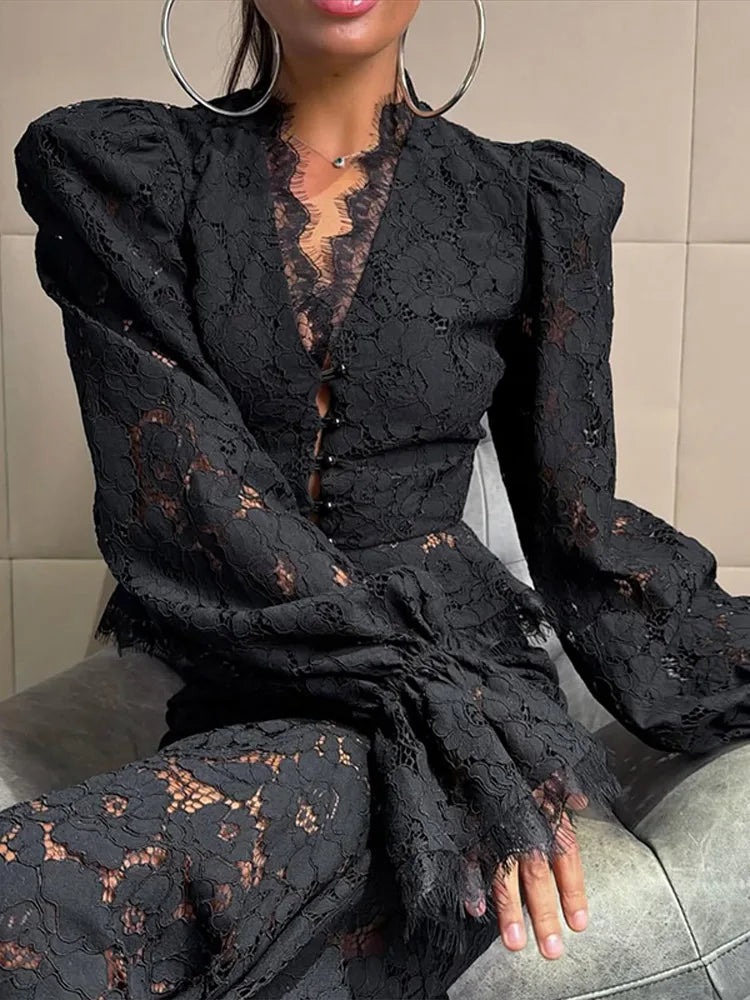 Women's Lace Crop Top & Mermaid Maxi Skirt Co-Ord Set | Elegant Occasion Two Piece Outfit