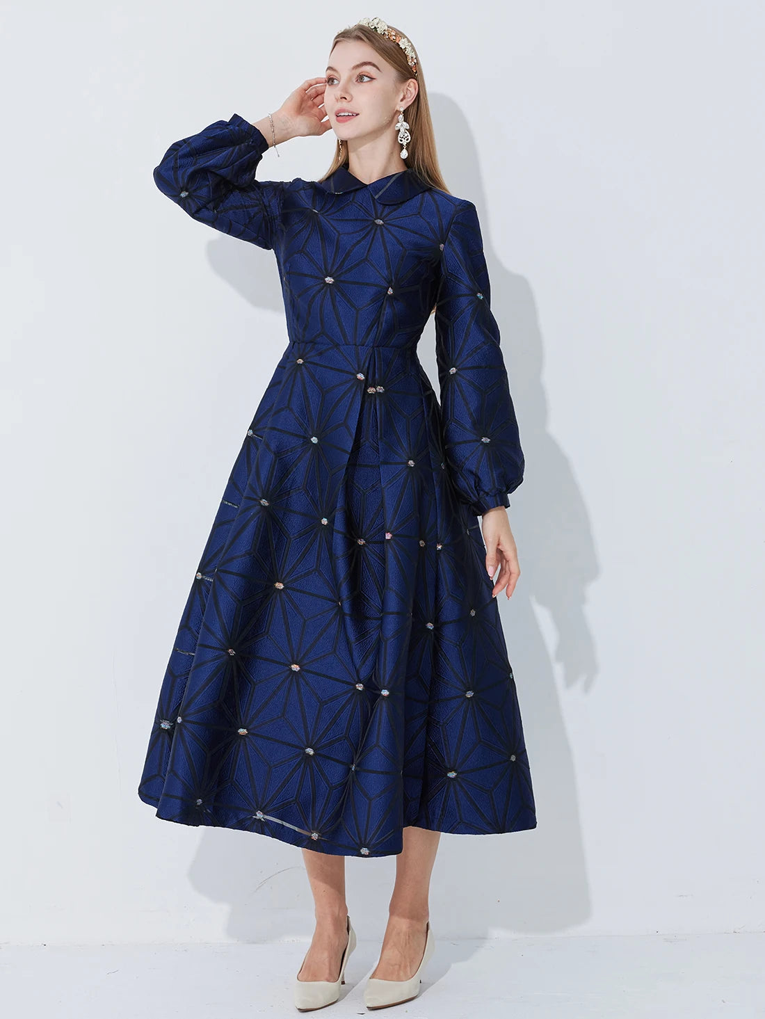 Midi Dress Women | Long Sleeve Elegant A-Line Party Dress