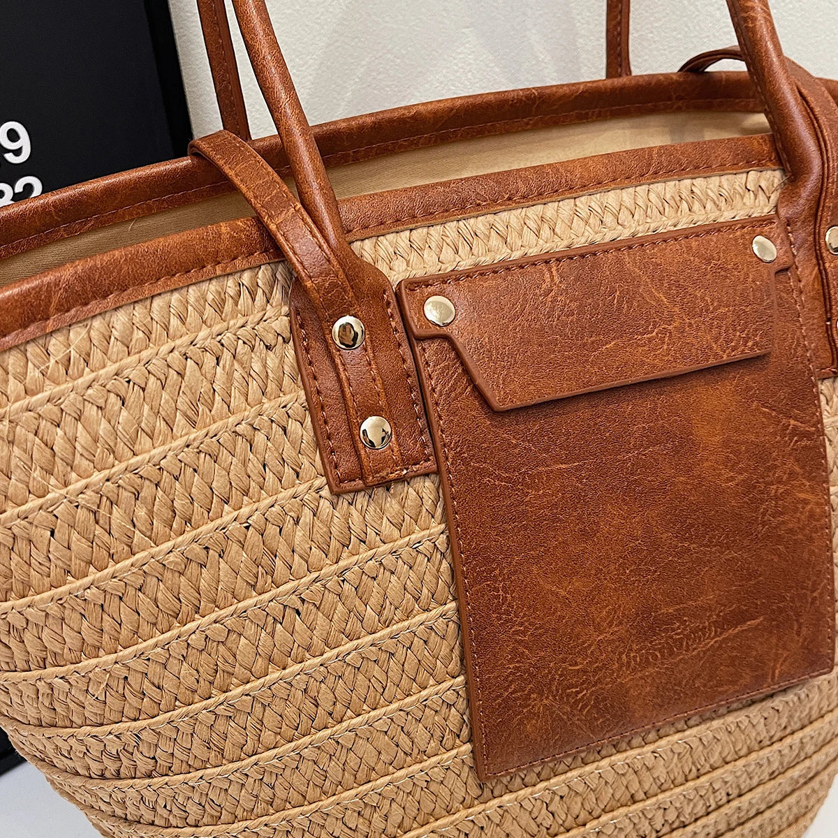 Woven Straw Tote Bag for Women | Summer Beach Shoulder Handbag | Boho Casual Shopper Purse | Large Capacity Travel Bag