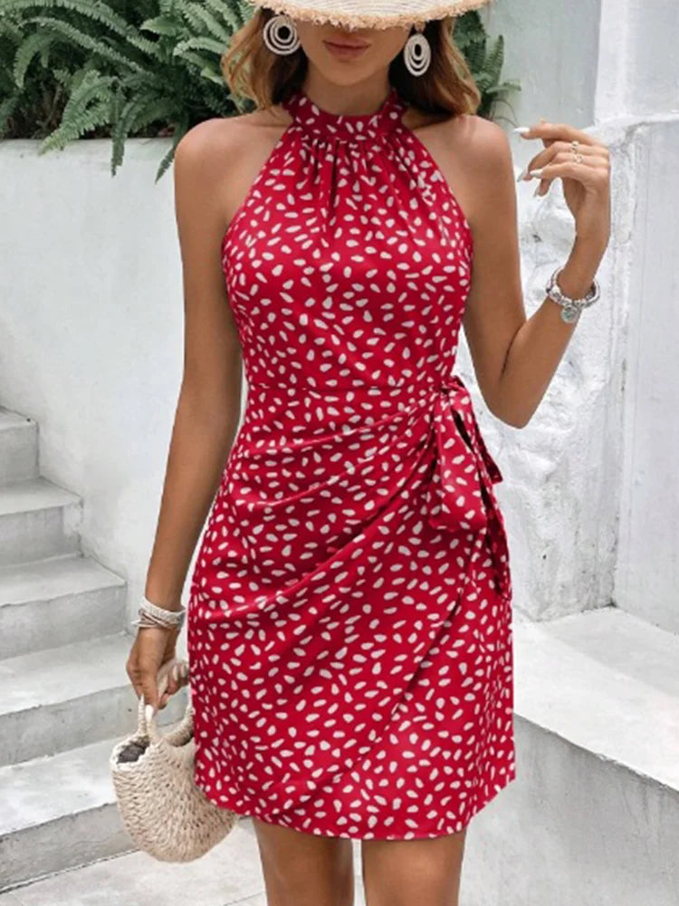 Halter Wrap Mini Dress | Summer Vacation Dress