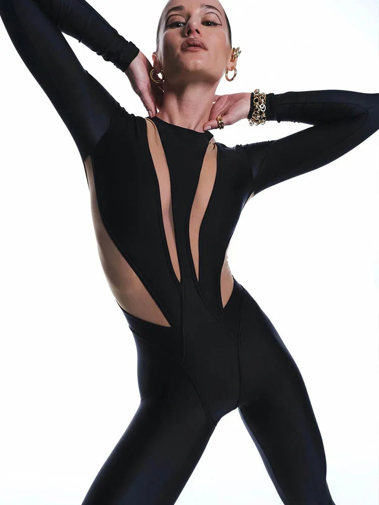 Cut Out Bodycon Jumpsuit Women | Long Sleeve Slim Fit Party Outfit
