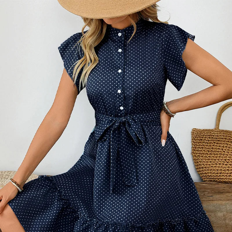 Polka Dot Mini Dress | Casual Summer Ruffle Dress