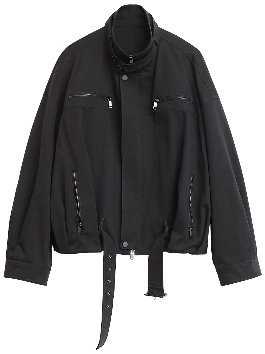 Women’s Taupe Faux Leather Bomber Jacket | Oversized Cropped Moto Jacket with Stand Collar for Casual, Streetwear & Fall Fashion