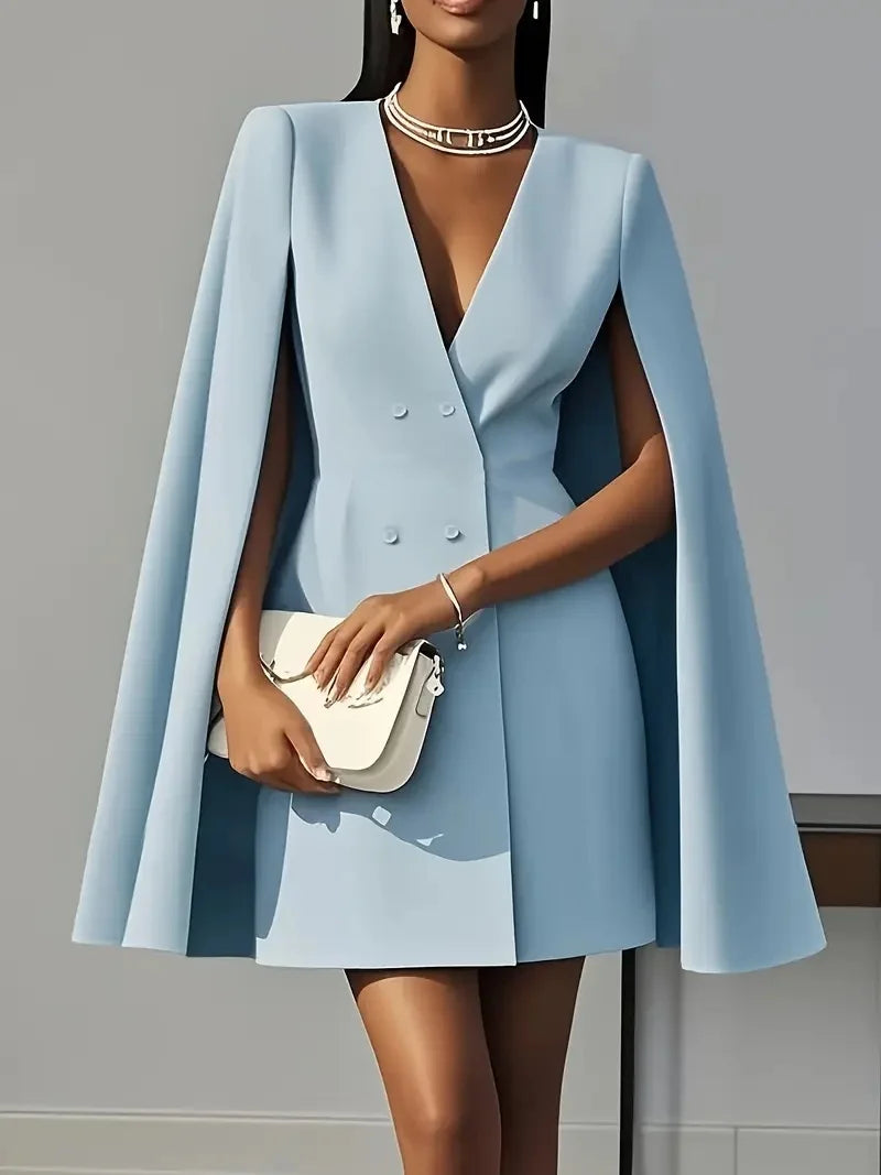 Blazer Cape Mini Dress Women | V Neck Structured Elegant Party Dress