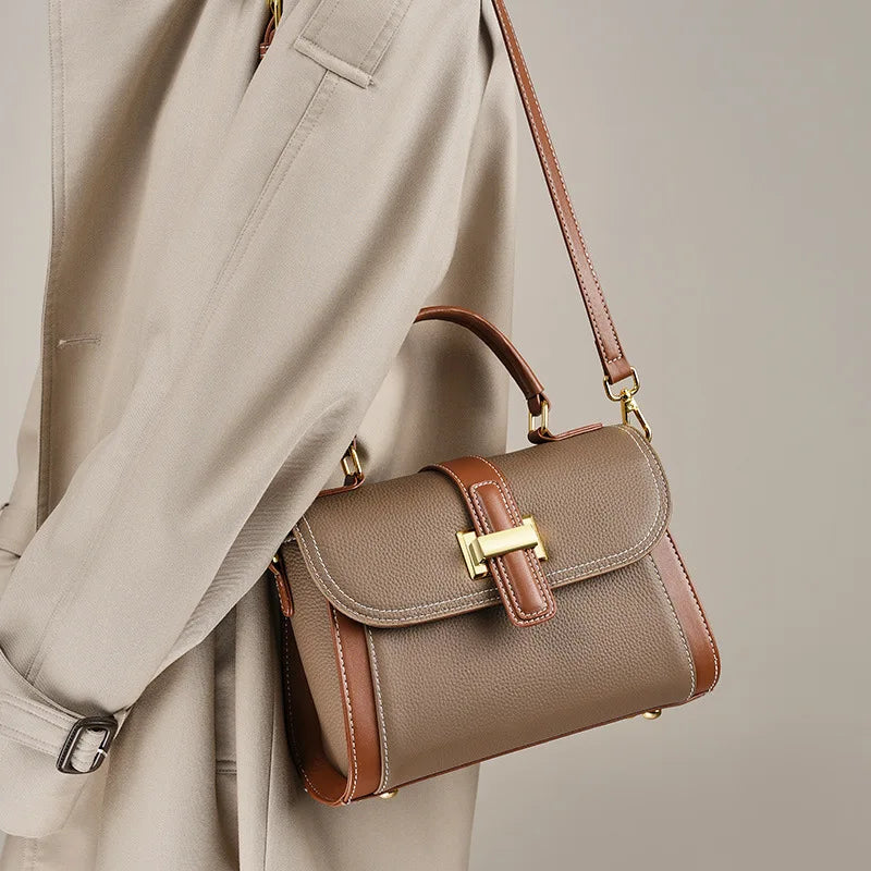 Elegant Top Handle Handbag for Women | Structured Crossbody Satchel Purse | Luxury Office Shoulder Bag