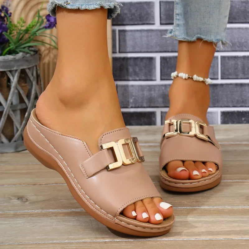 Women’s orthopaedic Comfort Slide Sandals – Casual Open Toe Flat Slippers for Everyday, Travel & Summer Wear